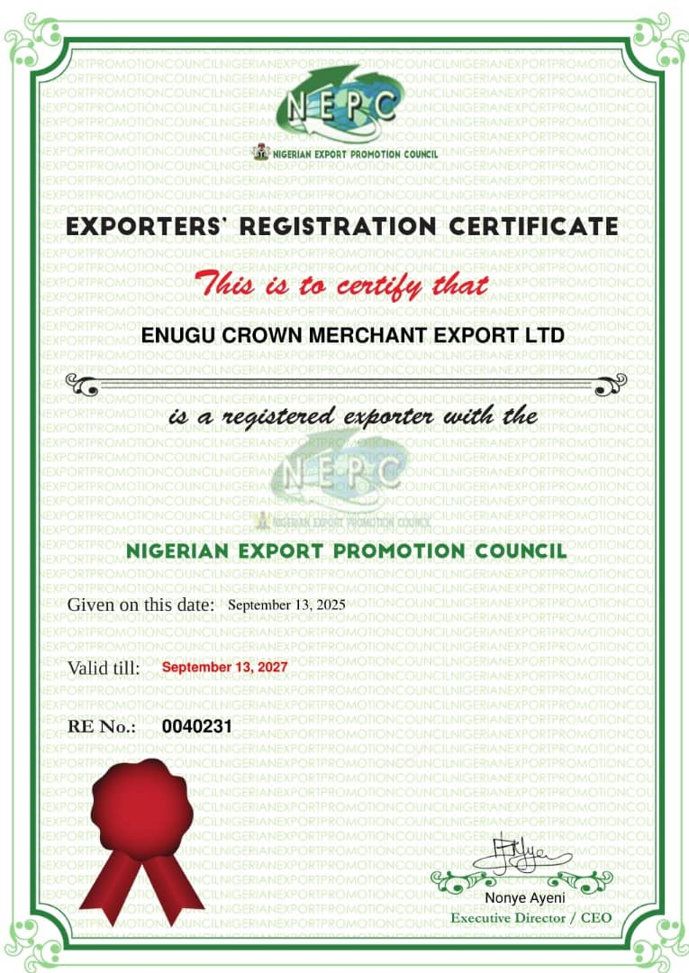 NEPC Export License Certificate